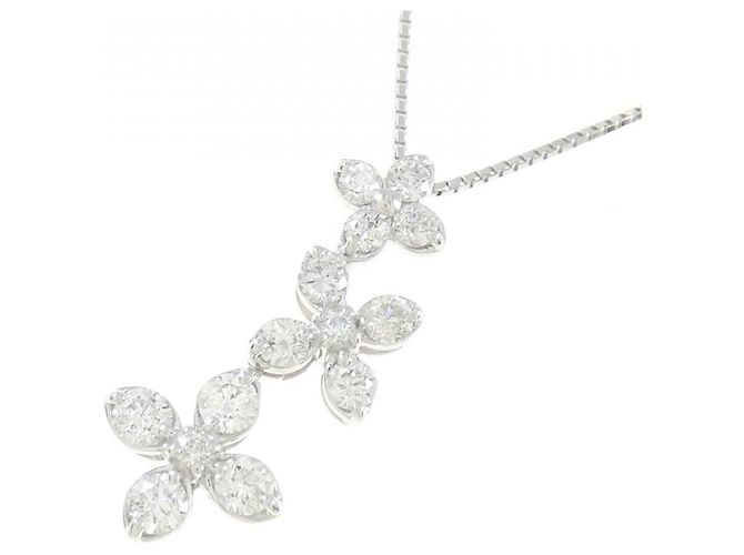 Autre Marque Collana a Fiore in Diamanti in Oro Bianco Au750 Argento - vista 3