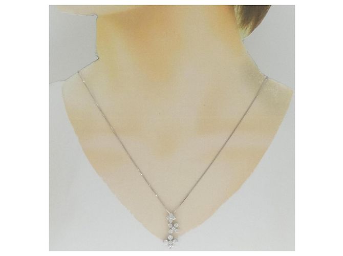 Autre Marque Collana a Fiore in Diamanti in Oro Bianco Au750 Argento - vista 6