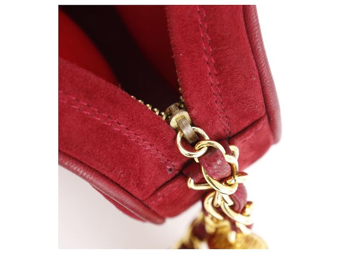 Borsa a tracolla con catena in scamosciato Chanel Coco Mark Rosso - vista 11