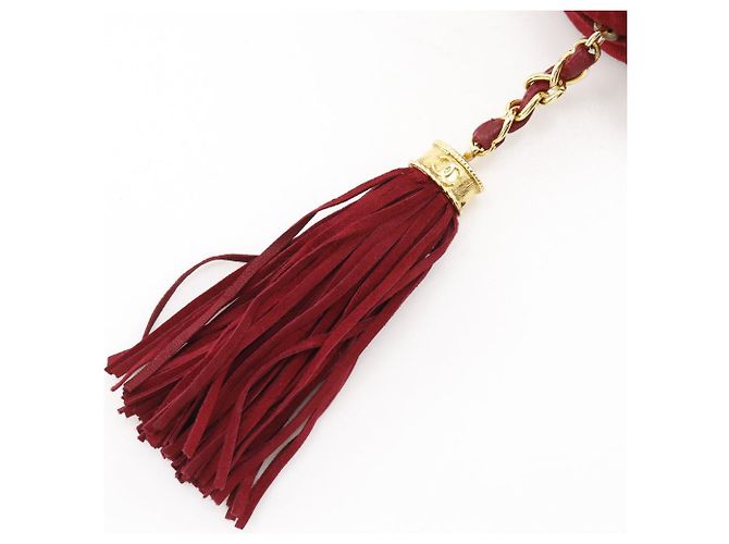 Borsa a tracolla con catena in scamosciato Chanel Coco Mark Rosso - vista 14