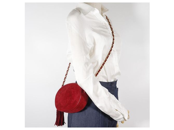 Borsa a tracolla con catena in scamosciato Chanel Coco Mark Rosso - vista 18