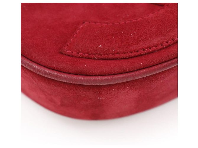 Borsa a tracolla con catena in scamosciato Chanel Coco Mark Rosso - vista 7
