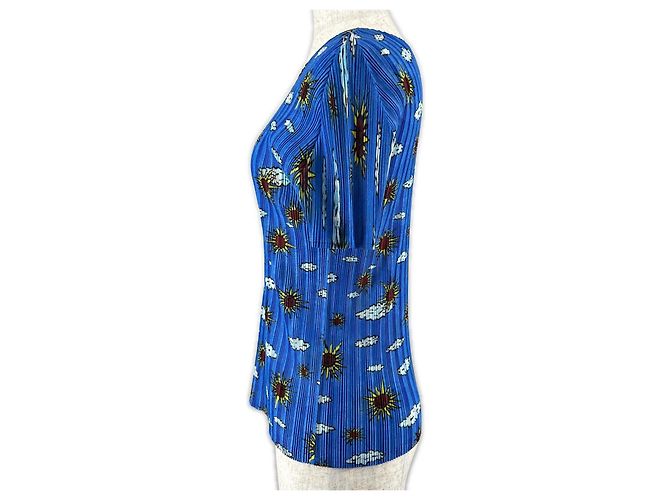 Issey Miyake Polyester T-Shirt PLEATS PLEASE PP13-FK362 Blau - Ansicht 2