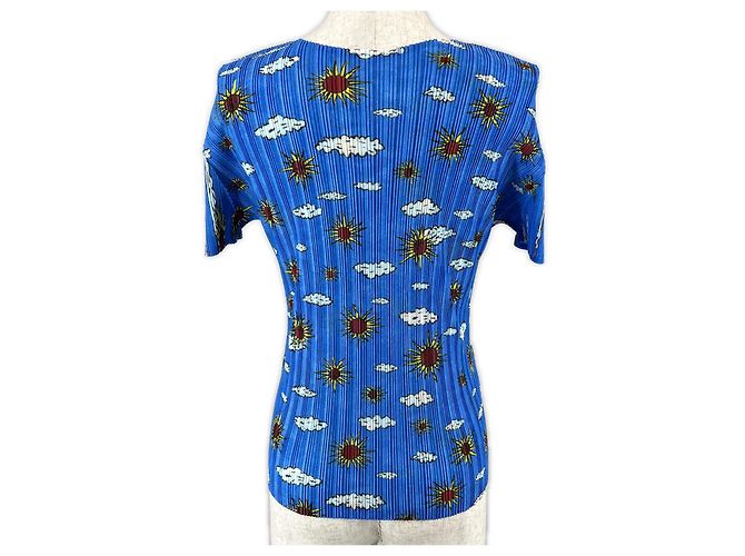Issey Miyake Polyester T-Shirt PLEATS PLEASE PP13-FK362 Blau - Ansicht 3