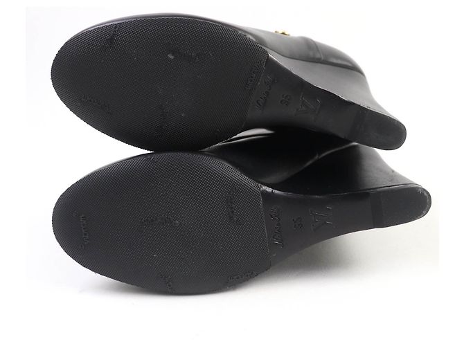 Botines cortos de cuero Louis Vuitton Negro - vista 6