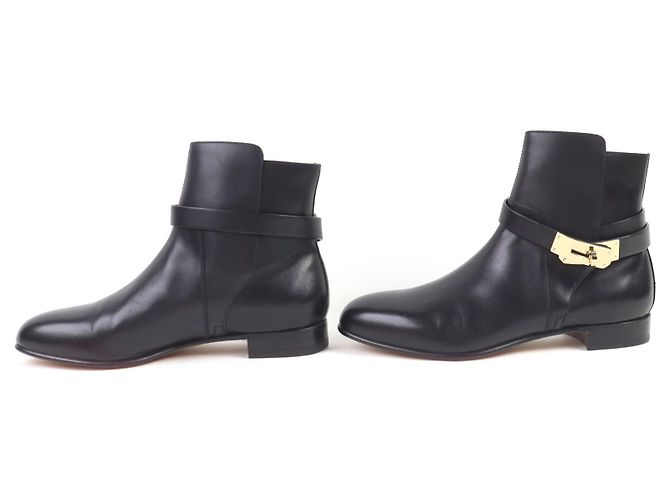 Hermès Botas curtas de couro Neo Kelly com fivela Preto - vista 3