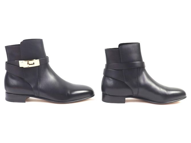 Hermès Botas curtas de couro Neo Kelly com fivela Preto - vista 4