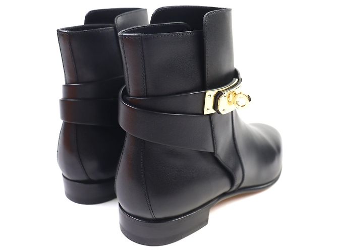 Hermès Botas curtas de couro Neo Kelly com fivela Preto - vista 7