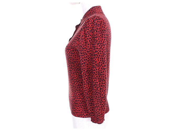 Punto de cachemira Christian Dior con estampado de leopardo y bordado de abeja Negro Roja - vista 2