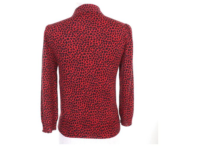 Punto de cachemira Christian Dior con estampado de leopardo y bordado de abeja Negro Roja - vista 3