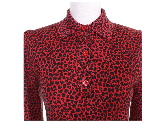 Punto de cachemira Christian Dior con estampado de leopardo y bordado de abeja Negro Roja - vista 4