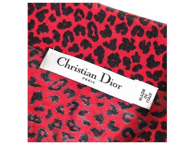 Punto de cachemira Christian Dior con estampado de leopardo y bordado de abeja Negro Roja - vista 7