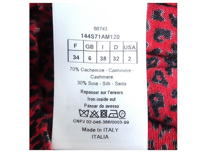 Punto de cachemira Christian Dior con estampado de leopardo y bordado de abeja Negro Roja - vista 8