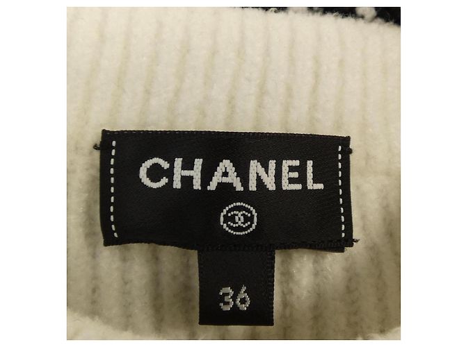 Top de punto Chanel Negro Blanco Azul - vista 5