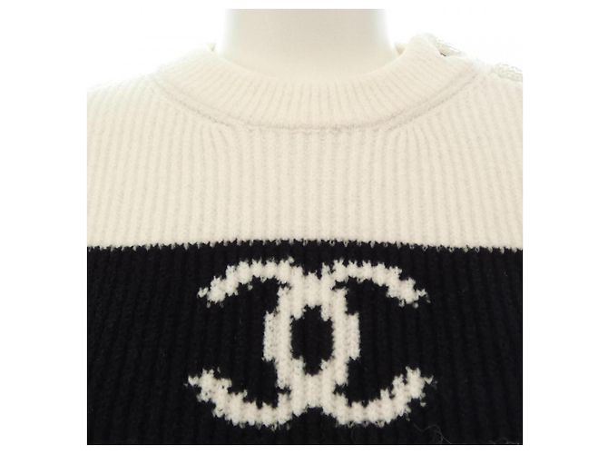 Top de punto Chanel Negro Blanco Azul - vista 6