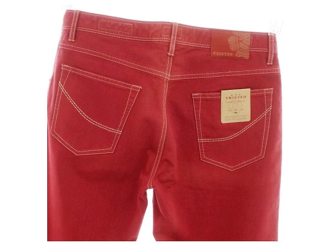 Autre Marque G.T.A TWISTED 5-Pocket-Hose aus Stretch-Baumwolle und Polyester Rot - Ansicht 5