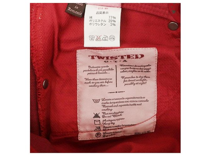Autre Marque G.T.A TWISTED 5-Pocket-Hose aus Stretch-Baumwolle und Polyester Rot - Ansicht 7