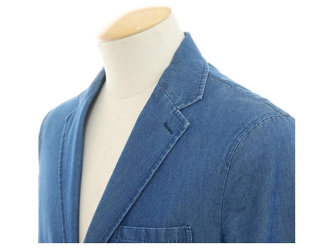 Autre Marque Jaqueta casual de algodão chambray Giannetto Azul - vista 2