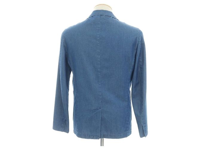 Autre Marque Jaqueta casual de algodão chambray Giannetto Azul - vista 3