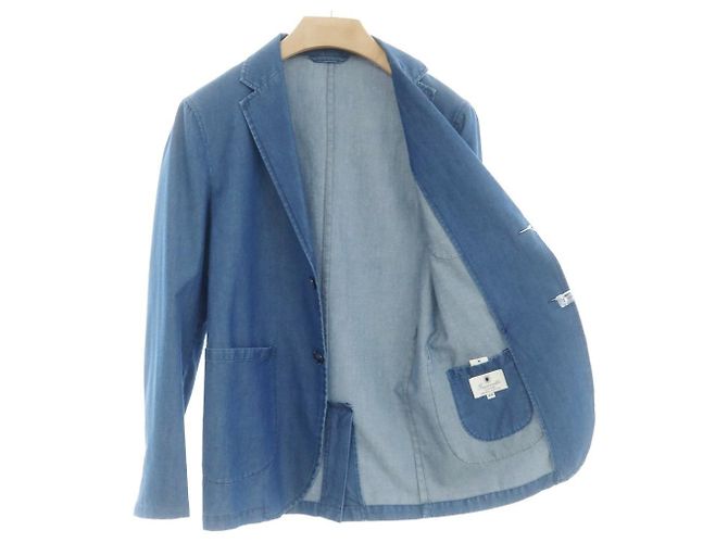 Autre Marque Jaqueta casual de algodão chambray Giannetto Azul - vista 4