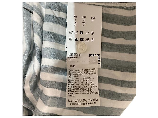 Hugo Boss Camicia BOSS a righe in cotone a maniche corte Bianco Blu - vista 10