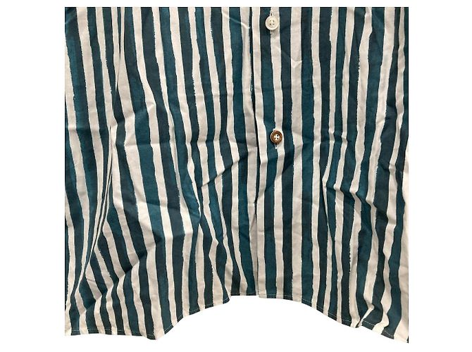Hugo Boss Camicia BOSS a righe in cotone a maniche corte Bianco Blu - vista 3