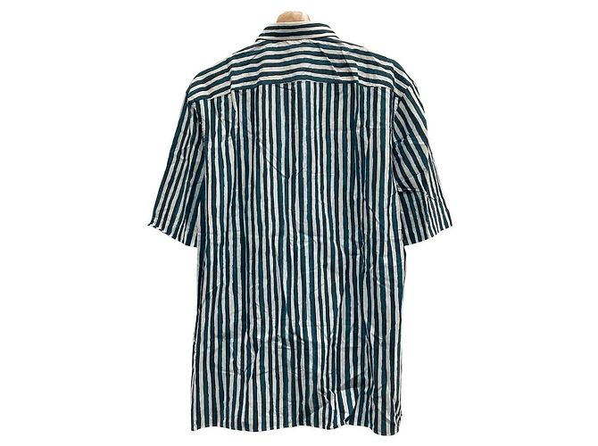 Hugo Boss Camicia BOSS a righe in cotone a maniche corte Bianco Blu - vista 4
