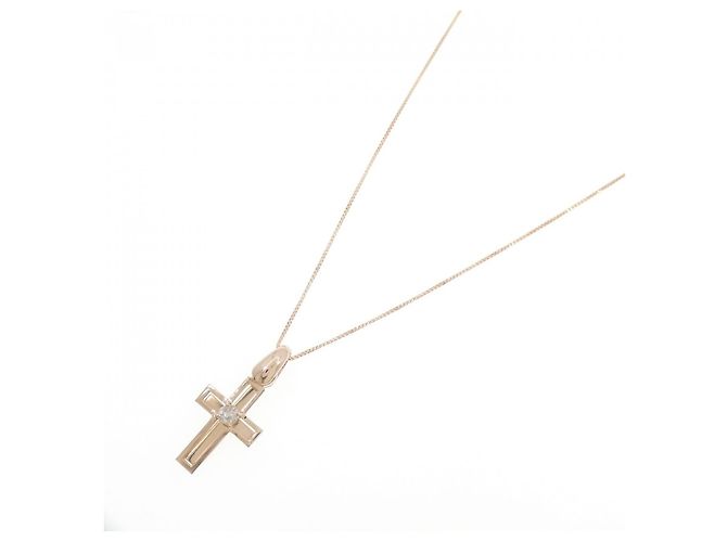Autre Marque Collana Croce Diamante Au750 Rosa - vista 2