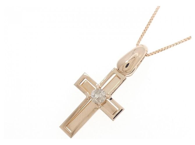 Autre Marque Collana Croce Diamante Au750 Rosa - vista 3