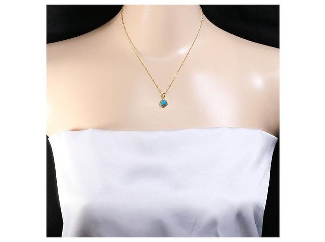 Autre Marque Collar de oro amarillo Au750 y turquesa Dorado - vista 3
