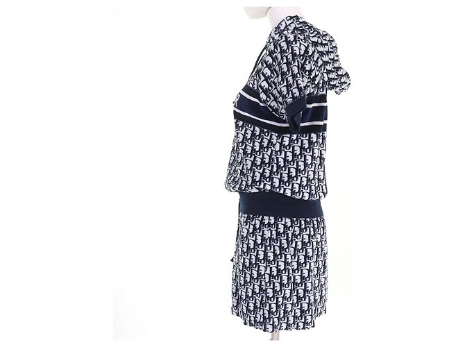 Christian Dior Oblique Samtkleid Blau Marineblau - Ansicht 2