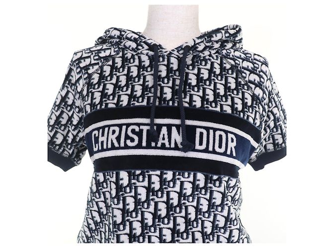 Christian Dior Oblique Samtkleid Blau Marineblau - Ansicht 4