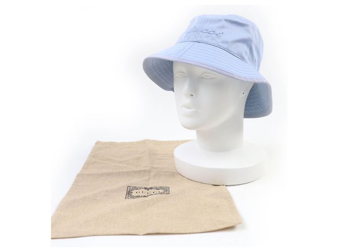 Cappello bucket in cotone con logo ricamato Gucci Blu Blu chiaro - vista 2