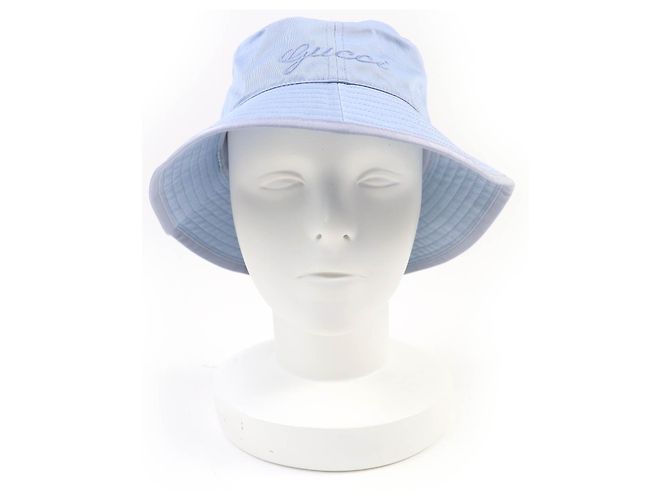 Cappello bucket in cotone con logo ricamato Gucci Blu Blu chiaro - vista 3