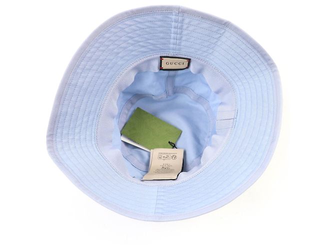 Cappello bucket in cotone con logo ricamato Gucci Blu Blu chiaro - vista 7