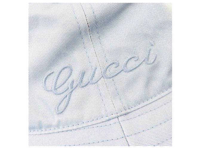 Cappello bucket in cotone con logo ricamato Gucci Blu Blu chiaro - vista 9