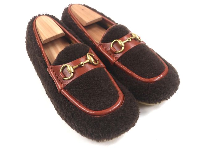 Mocassini in pelle Gucci Horsebit Marrone - vista 3
