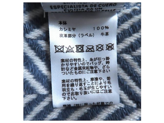 Hermès Hermes Kaschmir-Schal Weiß Blau - Ansicht 10