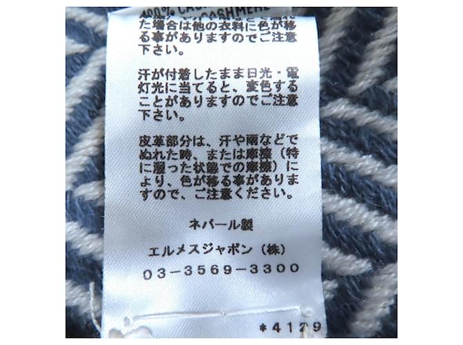 Hermès Hermes Kaschmir-Schal Weiß Blau - Ansicht 11