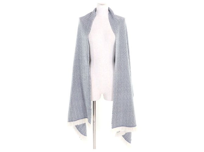 Hermès Hermes Kaschmir-Schal Weiß Blau - Ansicht 3