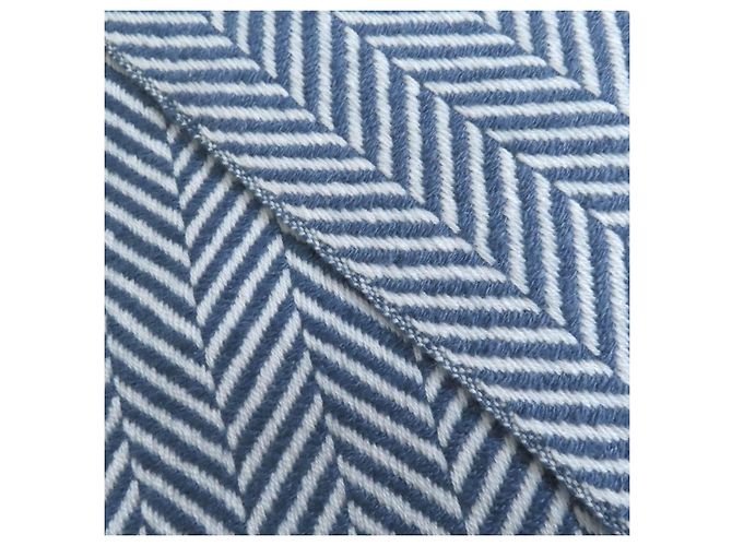 Hermès Hermes Kaschmir-Schal Weiß Blau - Ansicht 6