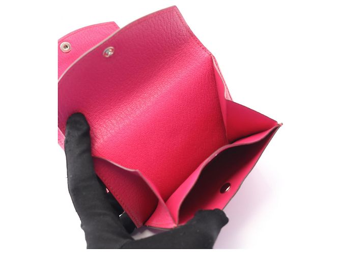 Hermès Hermes Tille Rose Shocking Chevre Trifold Wallet Pink - Ansicht 4