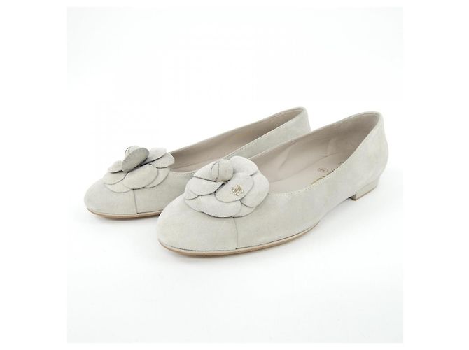 Ballerine Chanel in scamosciato di vitello Marrone - vista 3