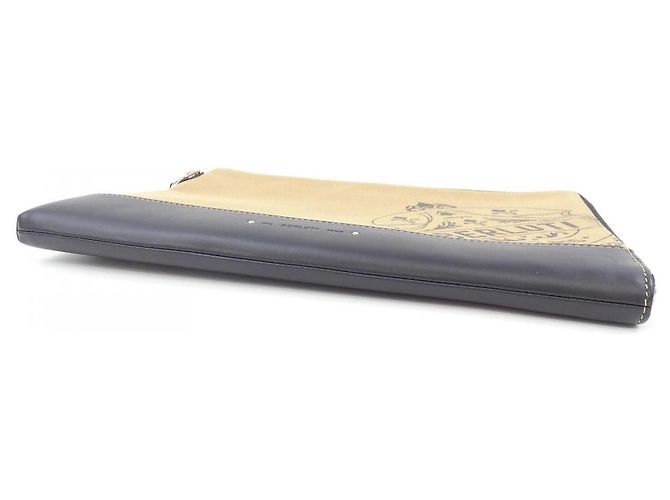 Clutch Nino GM Lodge Canvas di Berluti Marrone Nero - vista 4