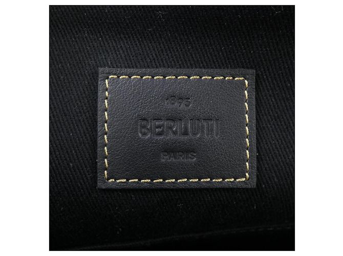 Clutch Nino GM Lodge Canvas di Berluti Marrone Nero - vista 5