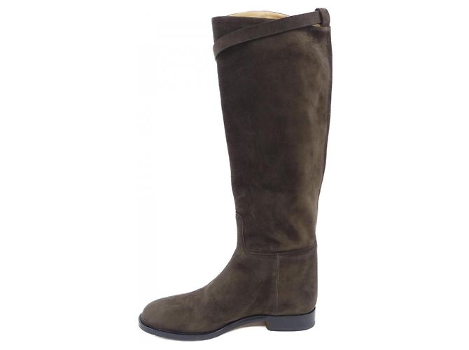 Botas largas de ante Hermès Castaño - vista 2