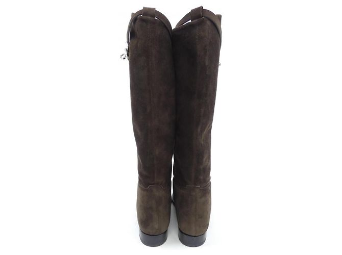 Botas largas de ante Hermès Castaño - vista 5