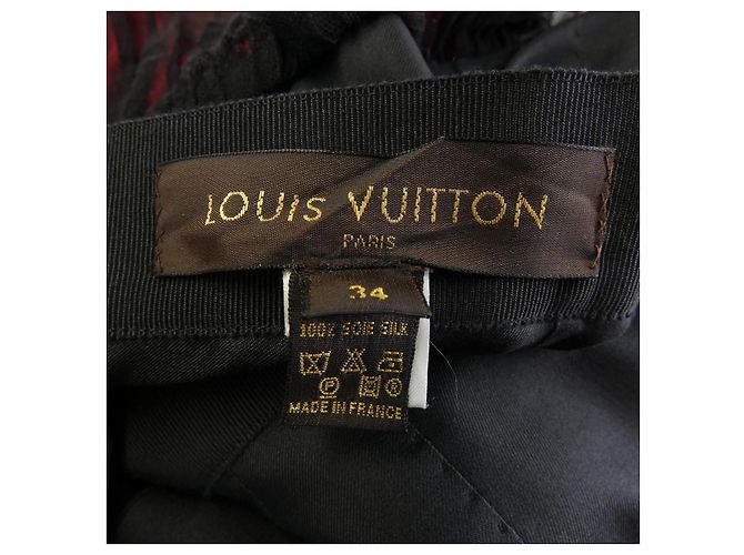 Falda de seda Louis Vuitton Negro Roja - vista 3