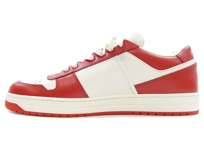 Prada 3LKG Kalbsleder-Sneaker Weiß Rot - Ansicht 2