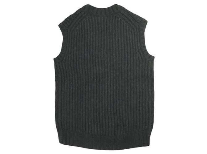 Autre Marque Colete de malha de lã canelada Camel e nylon Drawer Marrom Cinza antracite - vista 2